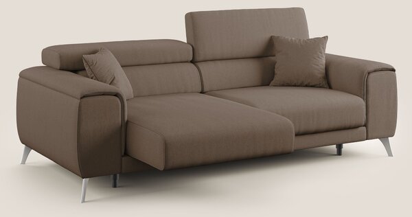 Fusion divano con sedute allungabili in tessuto smacchiabile T05 marro