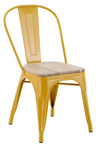 Sedia da giardino Oxford in acciaio con seduta in legno giallo / dorato