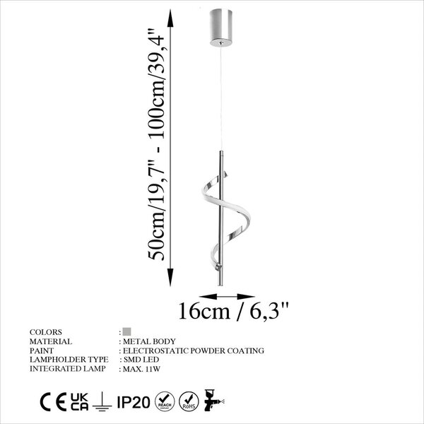 Lampadario LED argentato ø 16 cm Likma – Opviq lights