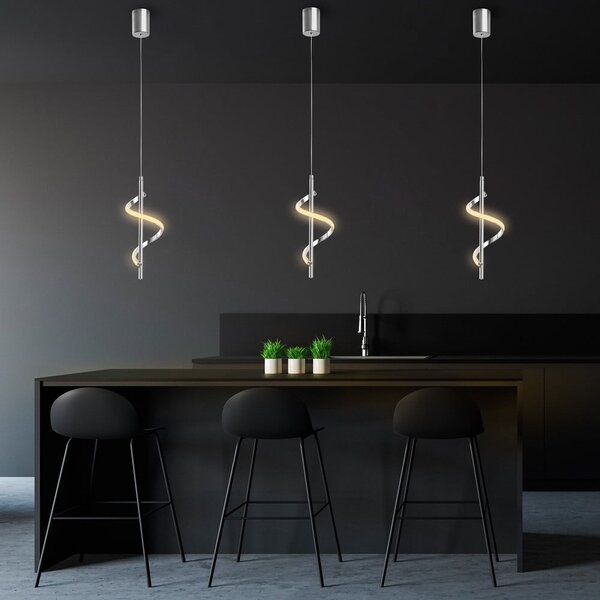Lampadario LED argentato ø 16 cm Likma – Opviq lights