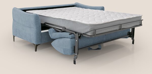 Dalia divano letto con materasso H18 cm e piedi alti in raffinato tess