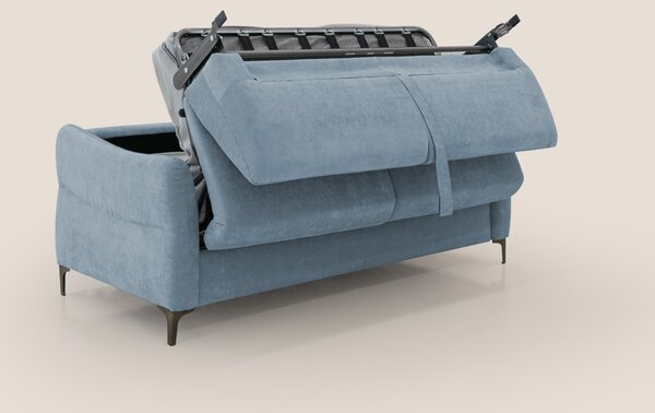 Dalia divano letto con materasso H18 cm e piedi alti in raffinato tess