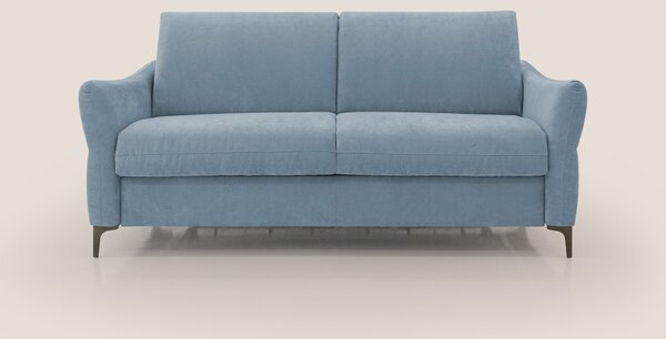 Dalia divano letto con materasso H18 cm e piedi alti in raffinato tess