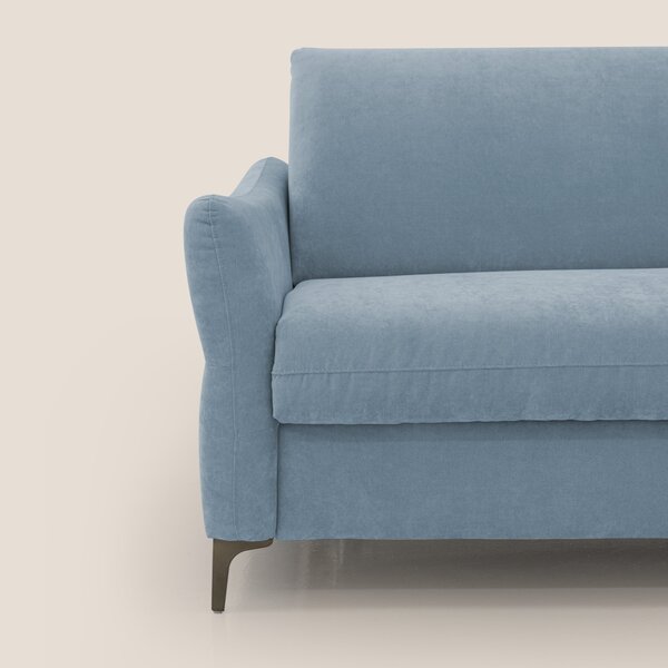 Dalia divano letto con materasso H18 cm e piedi alti in raffinato tess