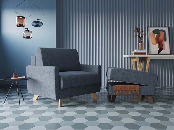 Edgar poltrona letto in tessuto felis impermeabile T03 blu