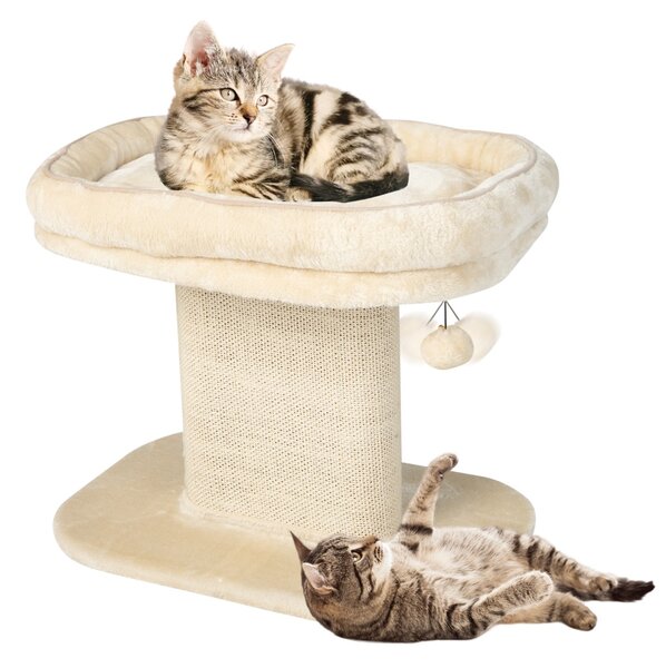 Costway Moderna torre per gatti con grande trespolo in peluche e tiragraffi in sisal, Torre di attività per gatti Beige