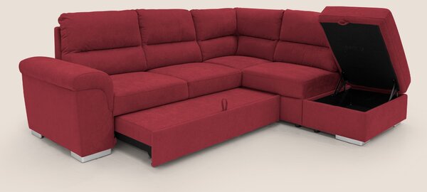 Minerva divano angolare con estraibile a cassettone e pouf contenitore