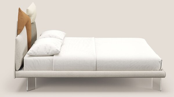 Rebus letto imbottito dal design moderno con piedi trasparenti in plex