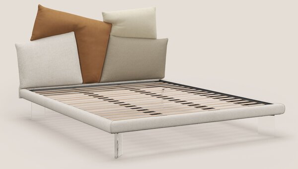 Rebus letto imbottito dal design moderno con piedi trasparenti in plex