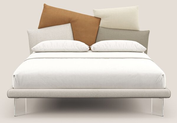 Rebus letto imbottito dal design moderno con piedi trasparenti in plex