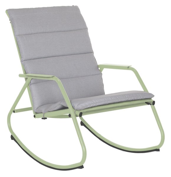 Sedia a dondolo Lyco NATERIAL con braccioli in acciaio, seduta in textilene verde