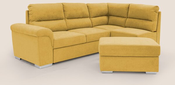 Minerva divano angolare con estraibile a cassettone e pouf contenitore