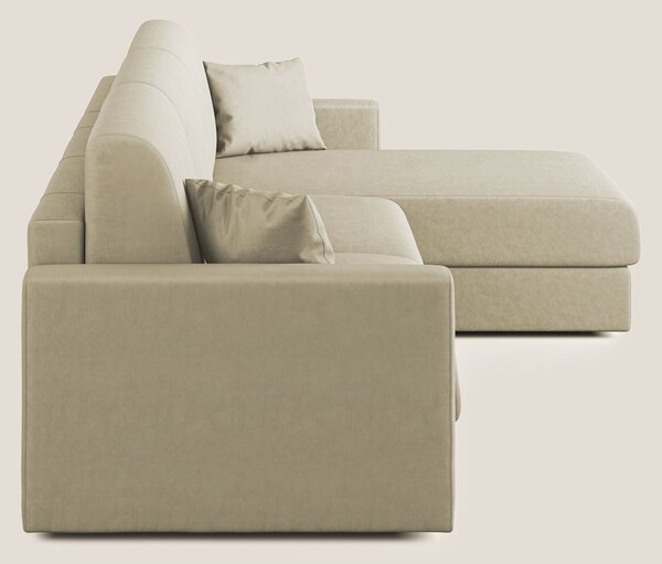 Chris Divano letto angolare con penisola in microfibra smacchiabile T1