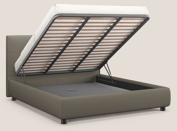 Minato letto imbottito contenitore con testata trapuntata in ecopelle