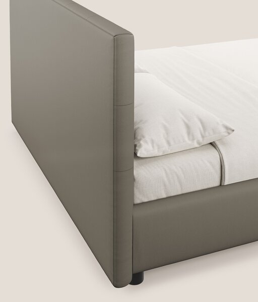 Minato letto imbottito contenitore con testata trapuntata in ecopelle