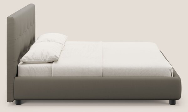Minato letto imbottito contenitore con testata trapuntata in ecopelle