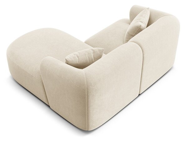 Divano angolare beige (con penisola a destra/con chaise lounge) con rivestimento in velluto Campi – Cosmopolitan Design