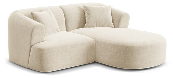 Divano angolare beige (con penisola a destra/con chaise lounge) con rivestimento in velluto Campi – Cosmopolitan Design