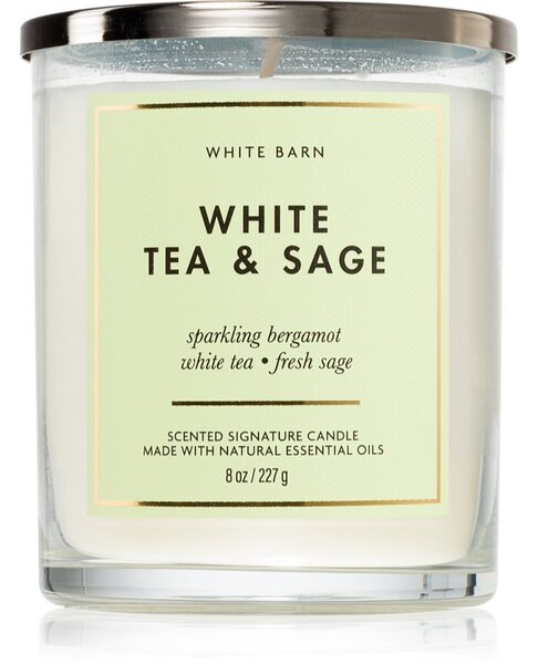 Bath & Body Works White Tea & Sage candela profumata 227 g