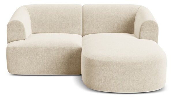 Divano angolare beige (con penisola a destra/con chaise lounge) con rivestimento in velluto Campi – Cosmopolitan Design