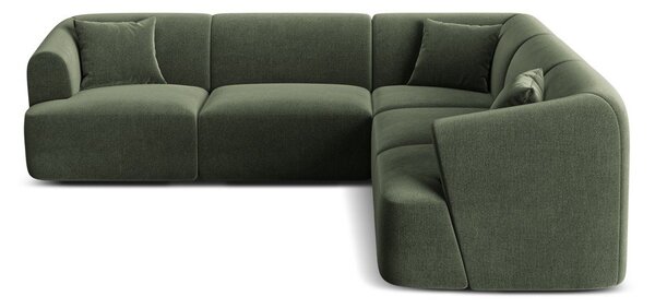 Divano angolare verde con rivestimento in velluto Campi – Cosmopolitan Design