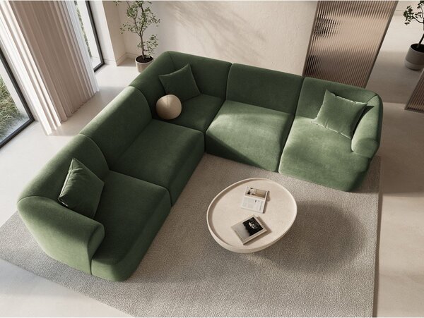 Divano angolare verde con rivestimento in velluto Campi – Cosmopolitan Design