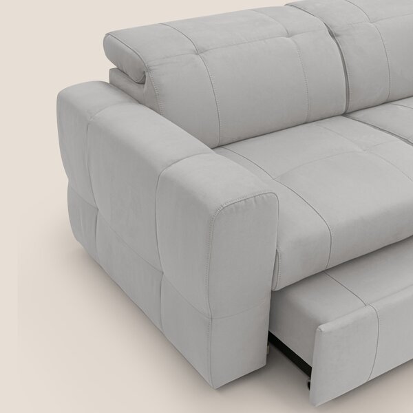 Kronos Divano angolare con pouf estraibile e penisola contenitore in m
