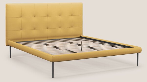 Midori letto imbottito trapuntato in ecopelle con piedini alti T04 gia