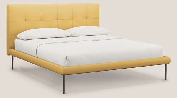 Midori letto imbottito trapuntato in ecopelle con piedini alti T04 gia
