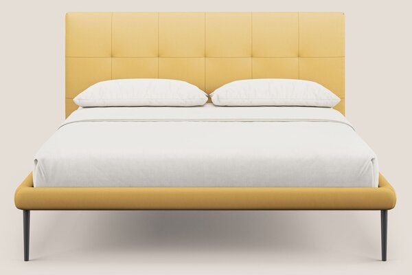 Midori letto imbottito trapuntato in ecopelle con piedini alti T04 gia