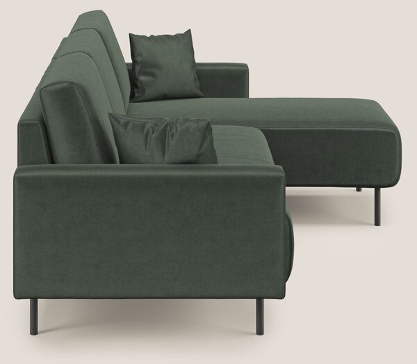 Arthur divano moderno angolare in velluto morbido impermeabile T01 ver