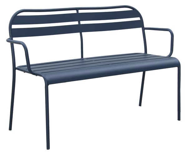 Panchina da giardino Cafe 2 posti in acciaio con seduta in acciaio blu