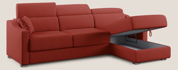 Amber divano letto angolare in tessuto smacchiabile T05 rosso