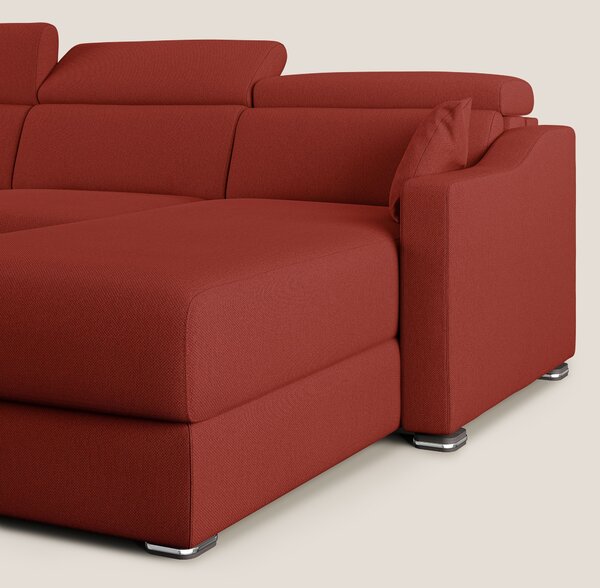Amber divano letto angolare in tessuto smacchiabile T05 rosso