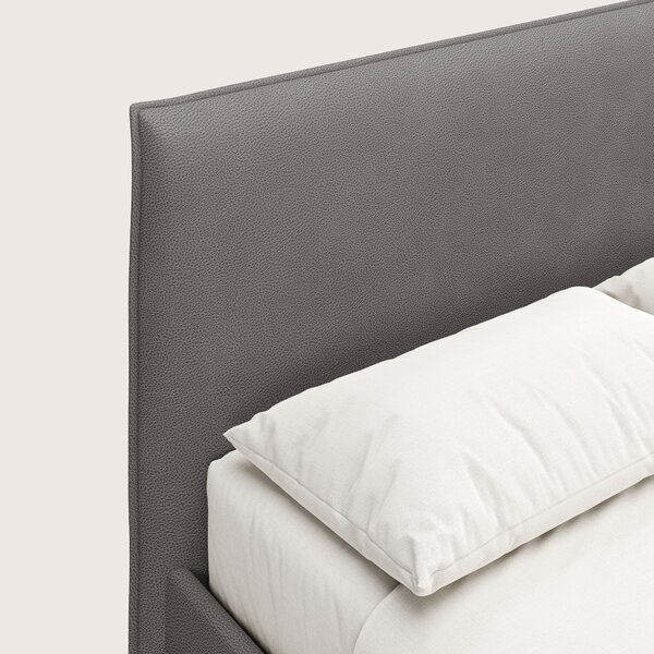 Nina letto contenitore dal design minimal in microfibra effetto pelle