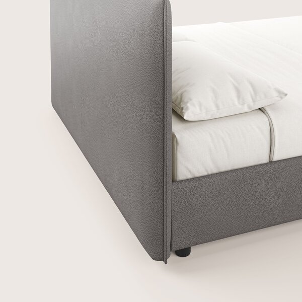 Nina letto contenitore dal design minimal in microfibra effetto pelle