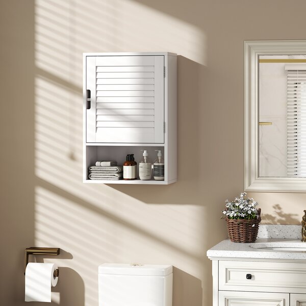 HOMCOM Armadietto Bagno a Parete con Ripiano Regolabile e Anta Ammortizzata, 40x20x60 cm, Bianco | Aosom Italy