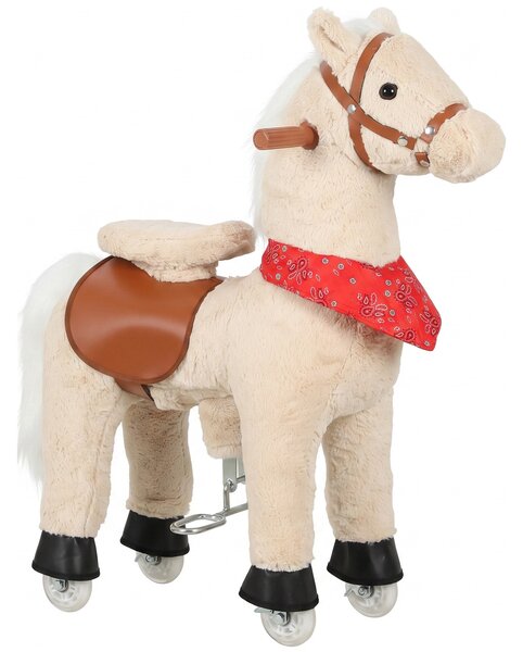 AIYAPLAY Cavallo Cavalcabile per Bambini con Testa Girevole, Suoni Realistici, Ruote Scorrevoli, Marrone Chiaro | Aosom Italy