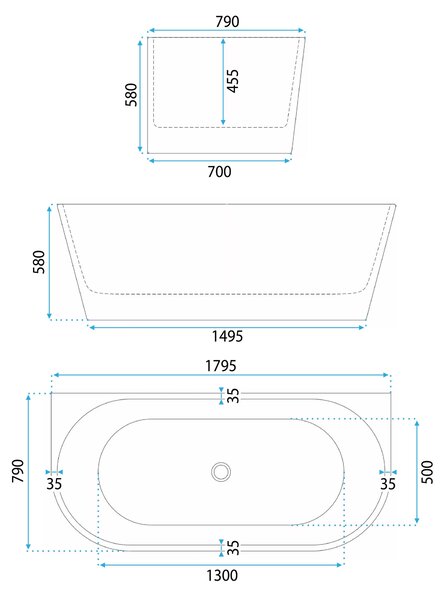 Vasca Bagno A Parete Rea Capri 180cm