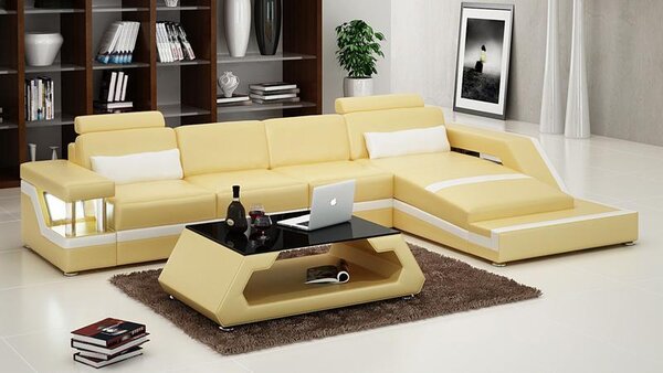 Divano in pelle USB zona giorno divano angolare divano angolare design divano moderno L6002D Nuovo