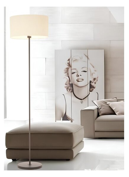 CILINDRO LAMPADA DA TERRA D43 CM IN METALLO 5 COLORI CON PARALUME IN TESSUTO DI LINO 3 COLORI MODERNA