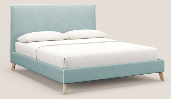 Leila letto imbottito con piedini legno in tessuto smacchiabile T17 ve