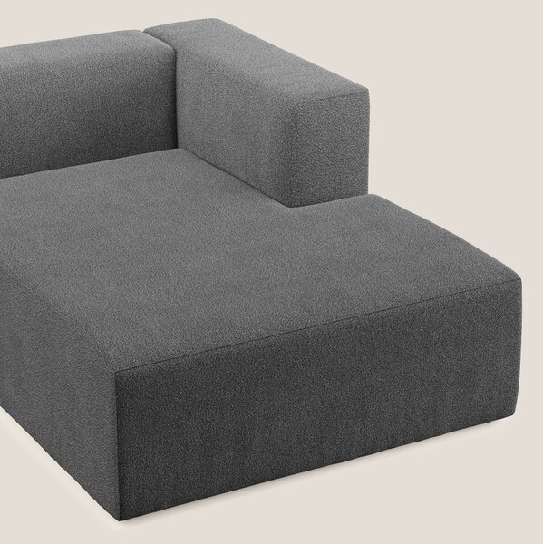 Nettuno modulo chaise longue in morbido tessuto bouclè T07 antracite