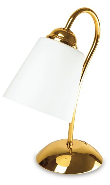 Lampada da comodino in ottone color bronzo e vetro soffiato avorio