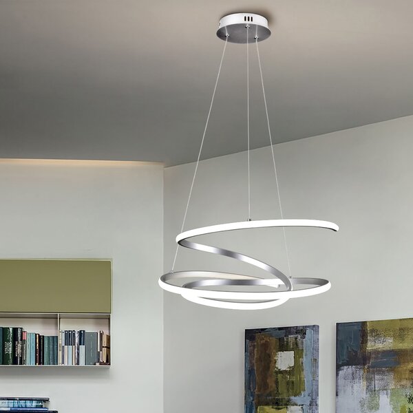 Lampadario Moderno Kiley LED silve, in alluminio, D. 54 cm, L. 54 cm, 2900 LM