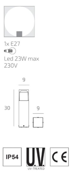 Lampioncino classico top light york co e27 led ip54 alluminio policarbonato - Top Light