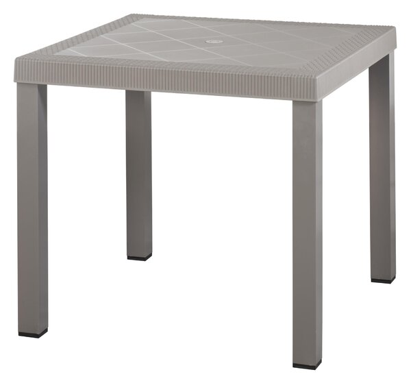 Tavolo da giardino Brio NEW GARDEN in polipropilene con piano in polipropilene grigio / argento per 4 persone 80x80cm