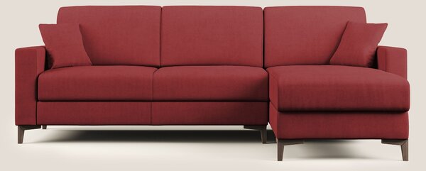 Kafka divano letto angolare in morbido tessuto impermeabile T02 rosso