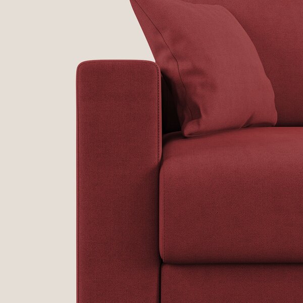 Kafka divano letto angolare in morbido tessuto impermeabile T02 rosso
