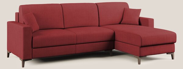 Kafka divano letto angolare in morbido tessuto impermeabile T02 rosso